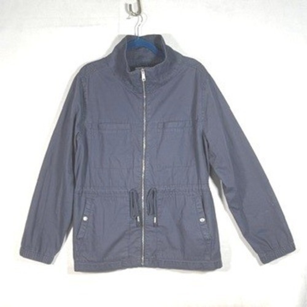 Old Navy Womens XXL Navy Utility Field Jacket Zip Drawstring Waist‎ Mock Neck